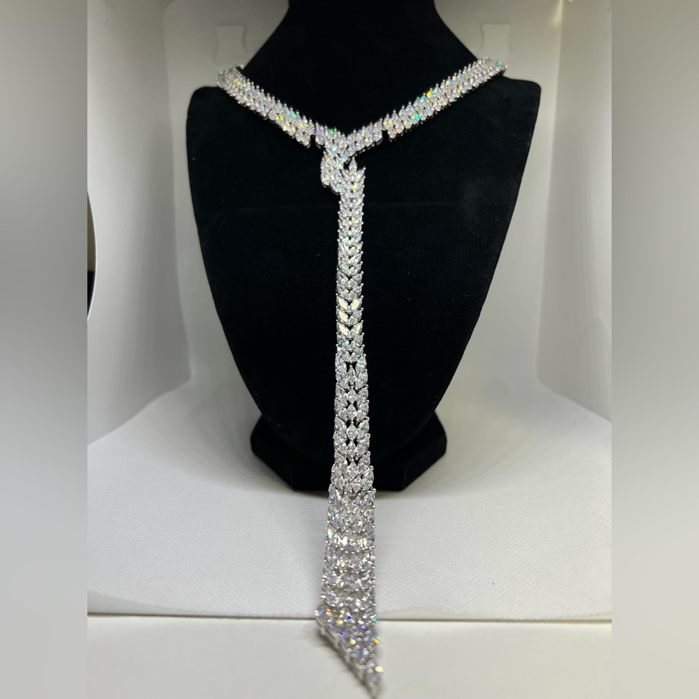 NextNecklace Marquise Cut Multi Row Necklace - Picture 6 of 6